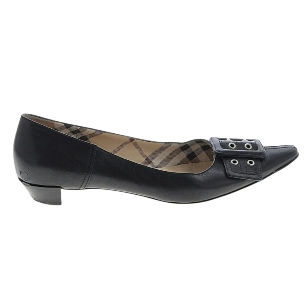 Burberry Vintage Pointed Toe Black Leather Buckle Low Heel Flat (EUR 40) - Picture 2 of 9